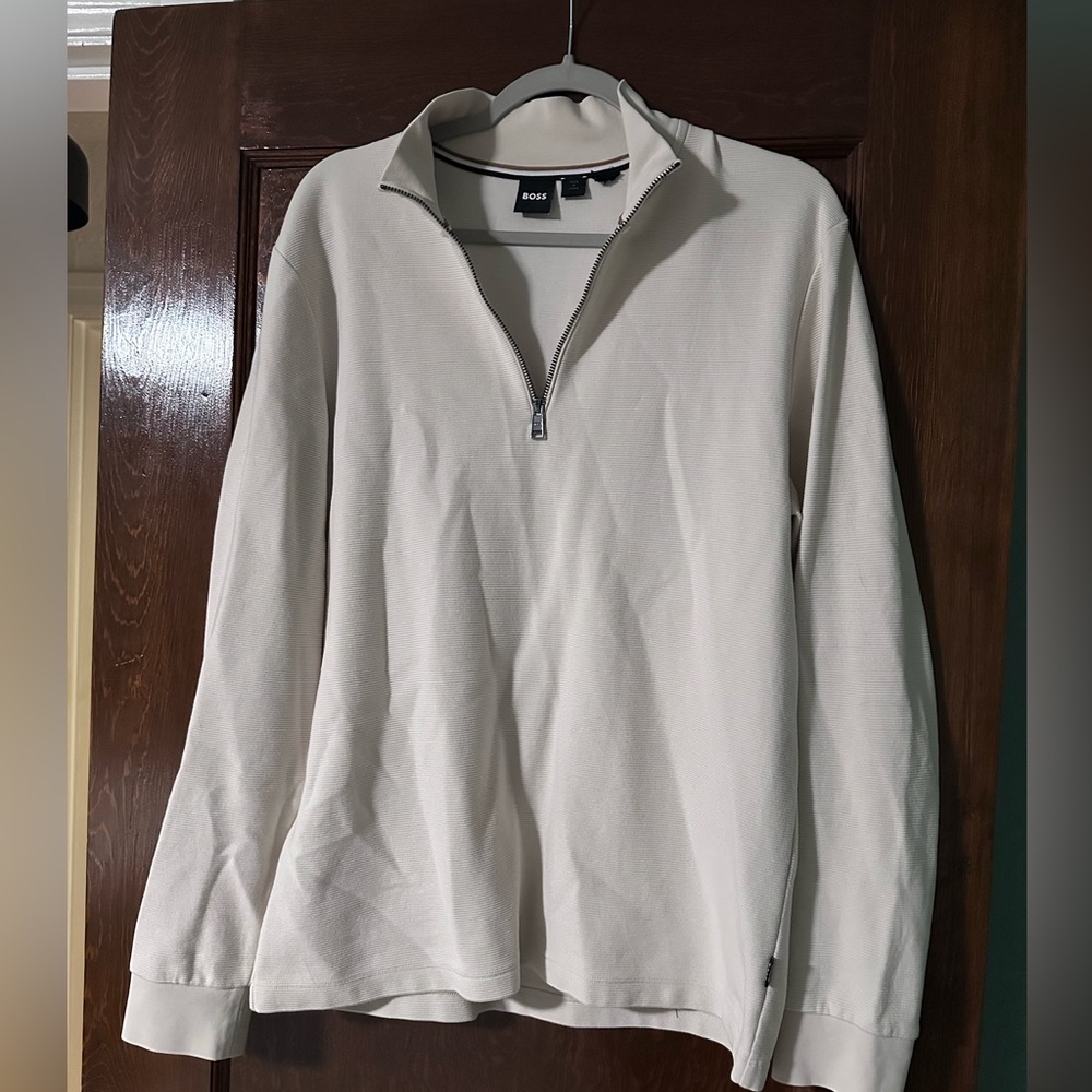 BOSS Half Zip Pullover - Cream - Size Large
